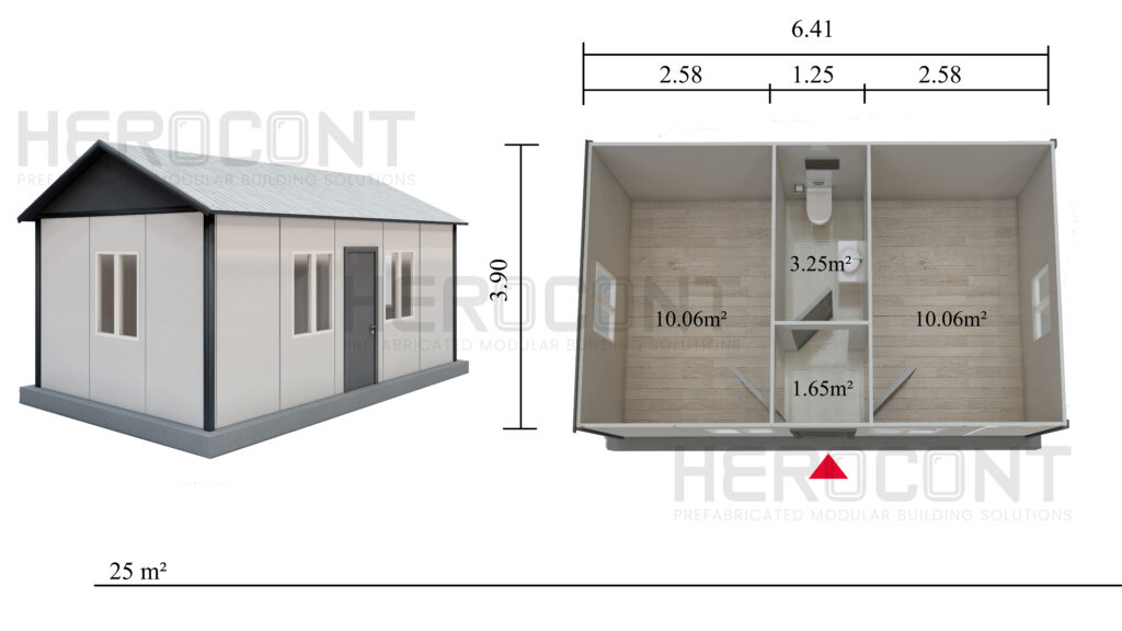 25 m² Prefabrik Ofis