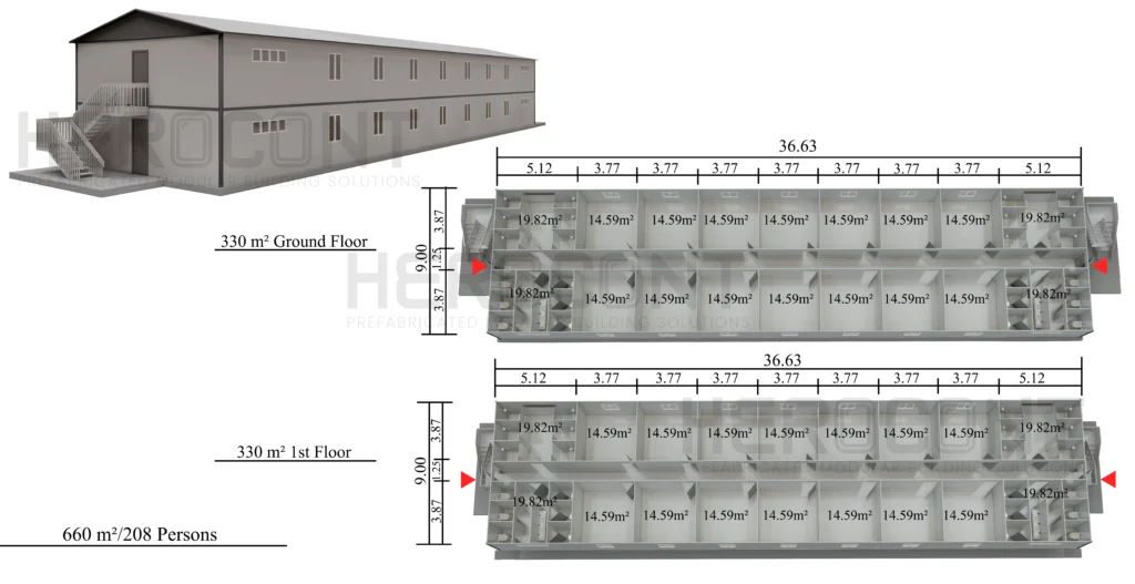 660 m² - campamentos modulares para trabajadores