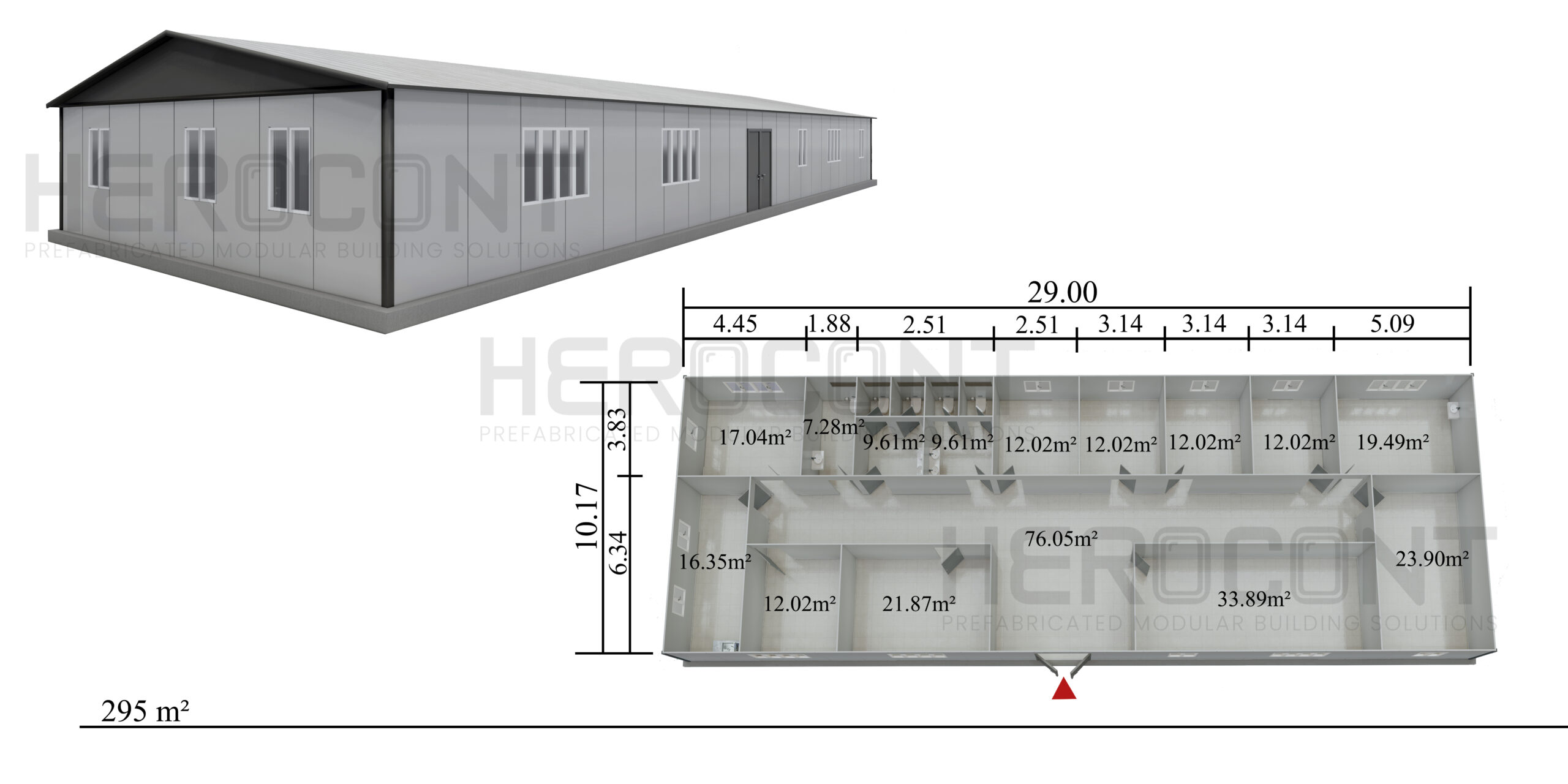 295 m² Prefab Construction Site Building