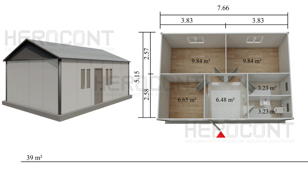 Oficina prefabricada de 39 m²
