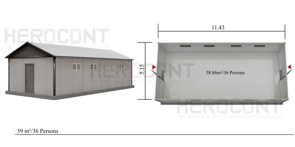59 m² - construcción de campamentos prefabricados