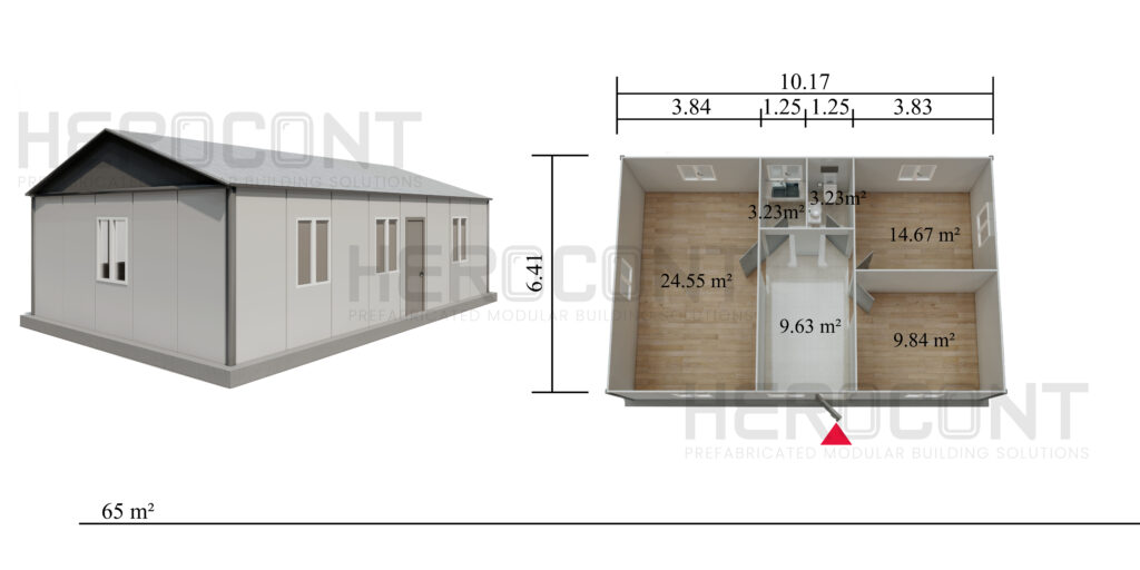 65 m² Prefabrik Ofis
