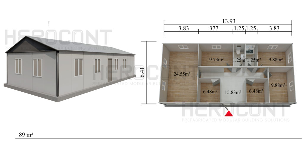 89 m² Prefabrik Ofis