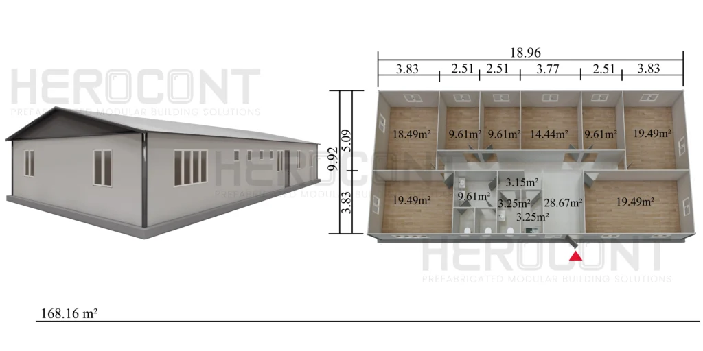 168 m² - campamento modular en sitio remoto
