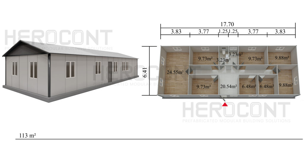 113 m² Prefabrik Ofis