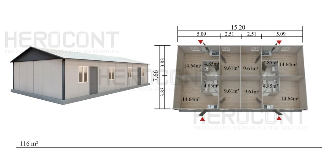 116 m² Prefabrik Kamp Ofisi