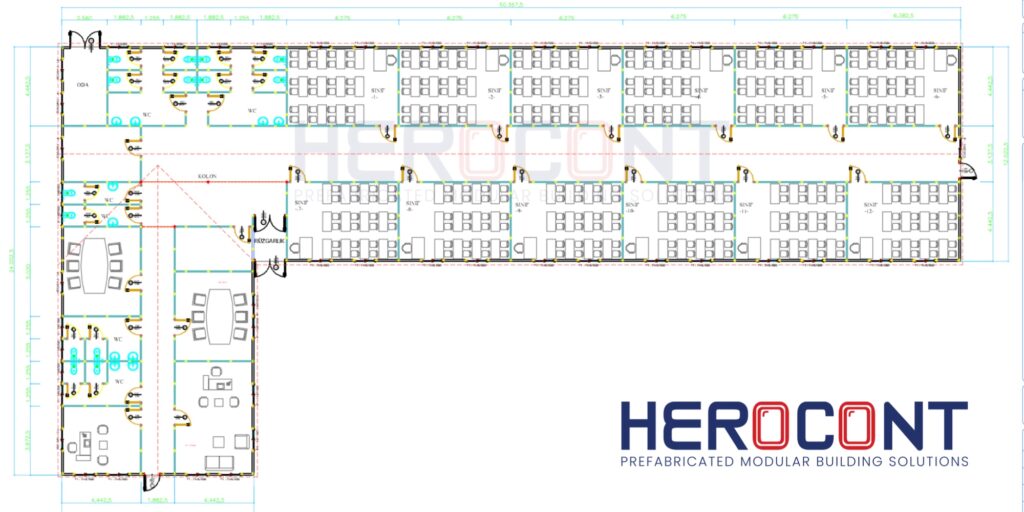 12-Class Prefabricated School - 734 m²