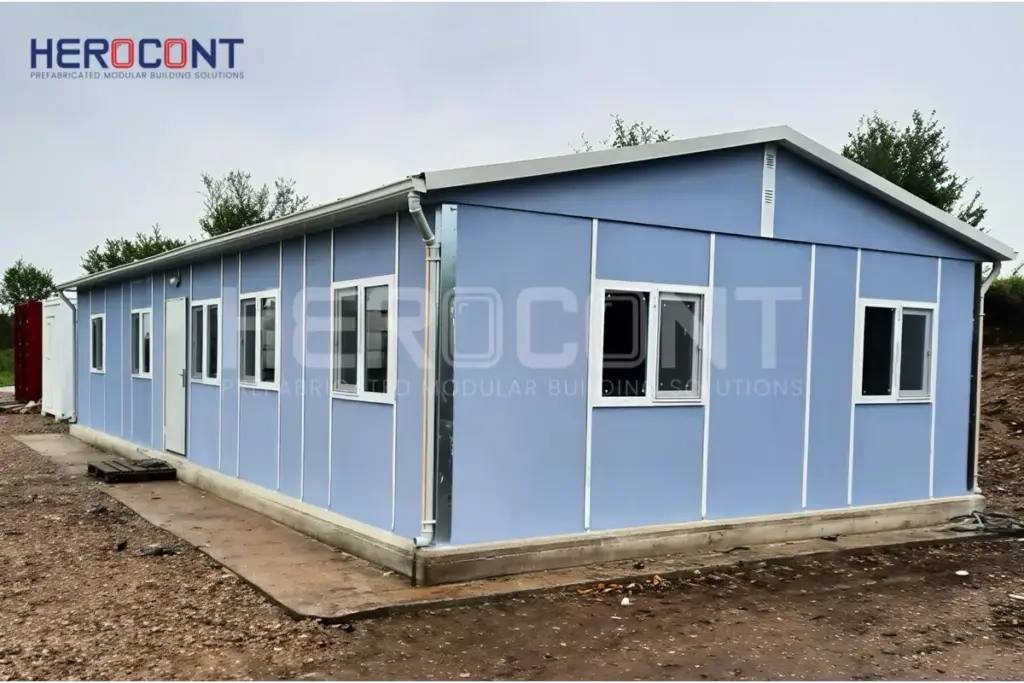 Tek katlı prefabrik ofis binası dış cephe görünümü – Herocont modüler ofis çözümleri