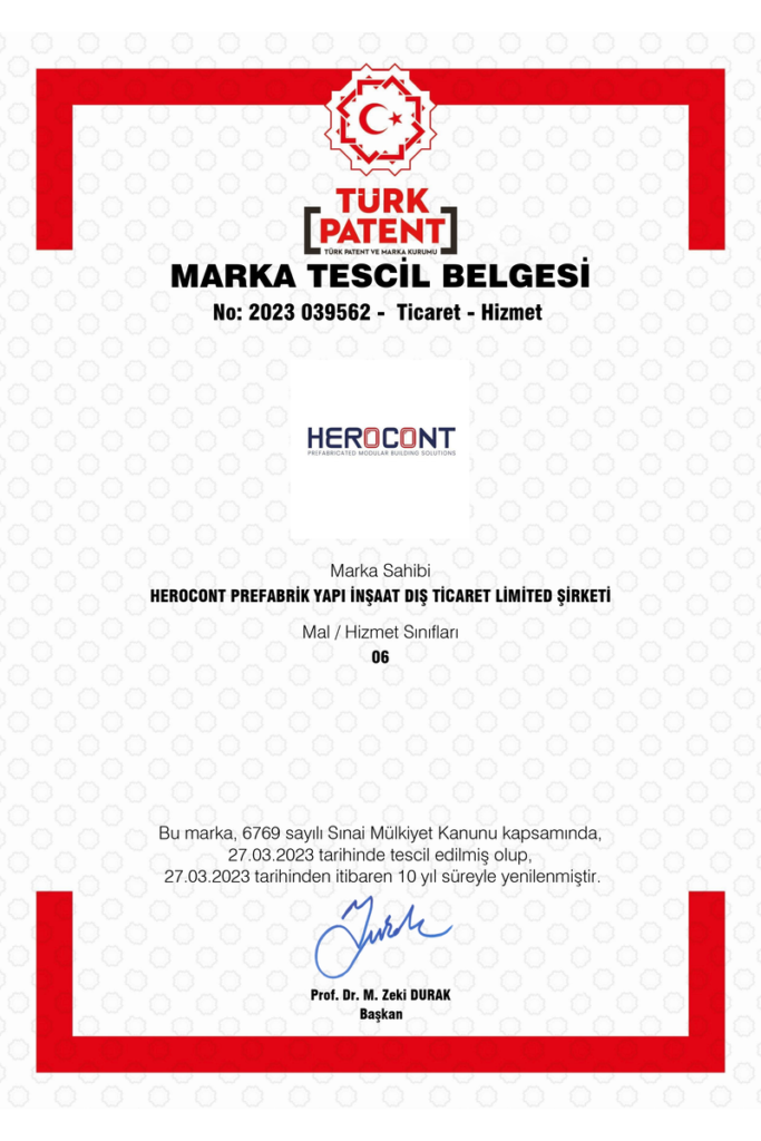 Herocont Trademark Registration Certificate Turkey