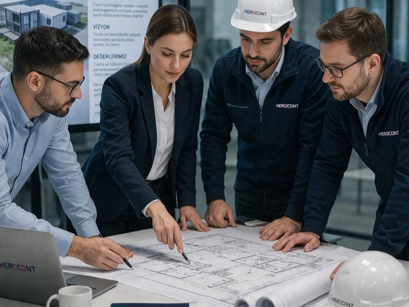 Herocont mühendislik ekibi proje planlama ve teknik çizimler üzerinde çalışıyor